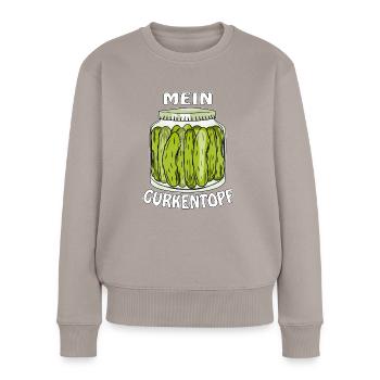 MEIN GURKENGLAS - Frauen Premium Bio Pullover - Taupe - Vorne - Julia (174cm)