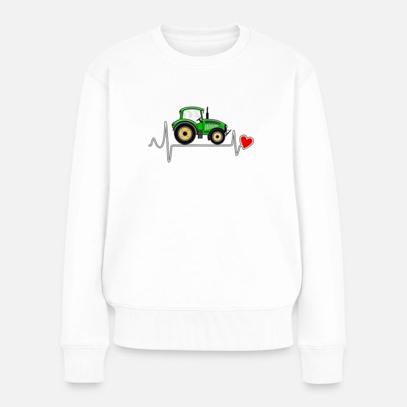 HERZSCHLAG TRAKTOR - Frauen Premium Bio Pullover - Weiß