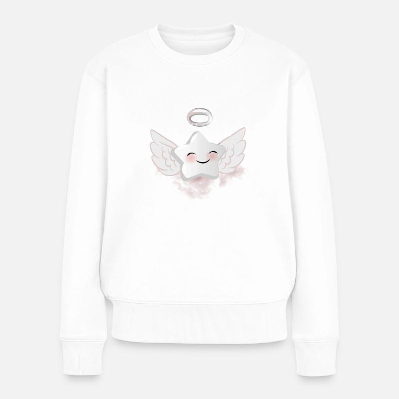 Weißer Stern mit Flügeln - Frauen Premium Bio Pullover - Weiß