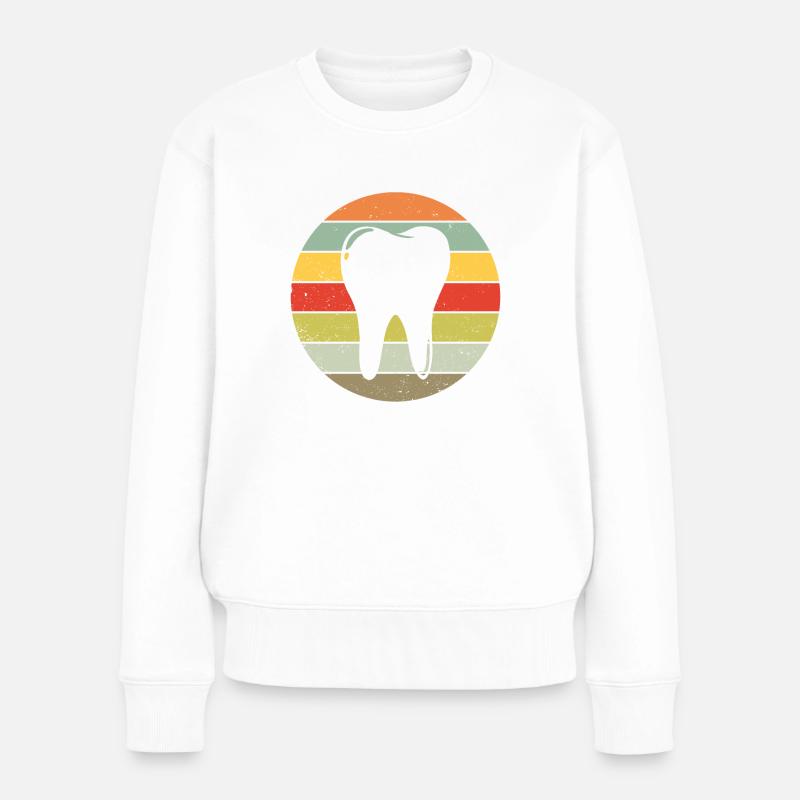 Zahn Zahnarzt Zahnarzthelfer Retro Geschenk - Frauen Premium Bio Pullover - Weiß