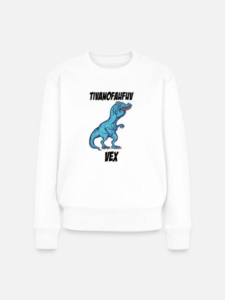 Witziger TRex Überbiss meme Geschenkidee - Frauen Premium Bio Pullover - Weiß