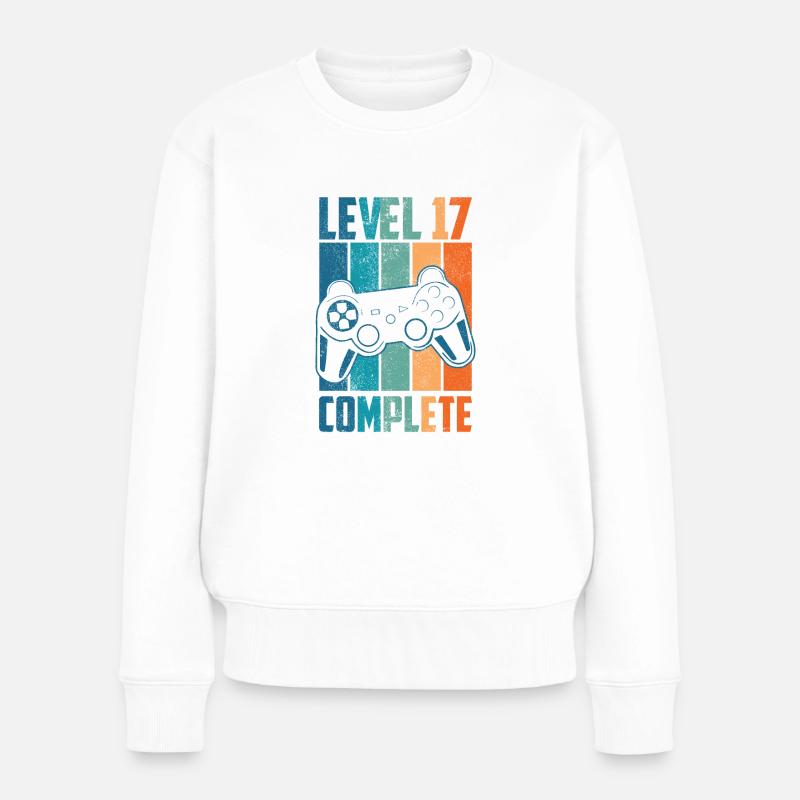 Cadeau de jeu complet 17e anniversaire niveau 17 - Pull Premium bio Femme - blanc