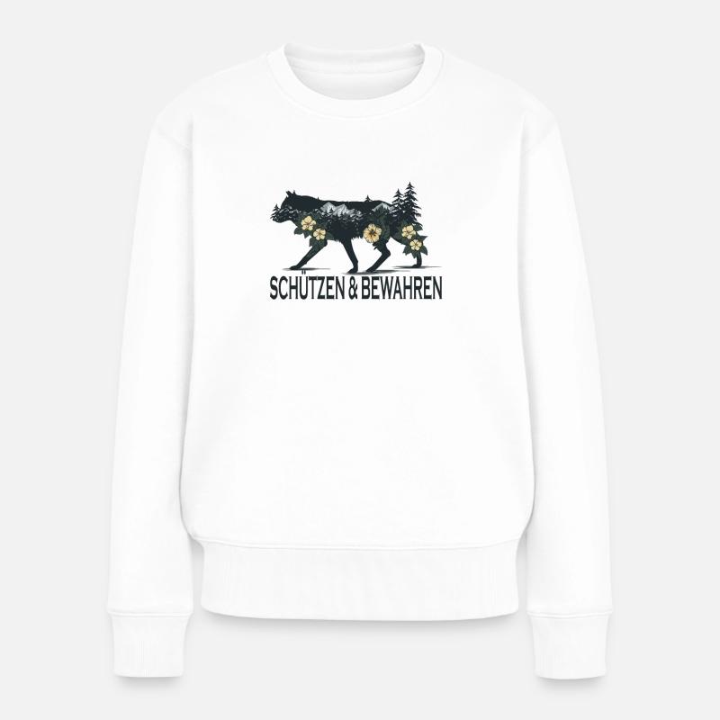 Schützen und Bewahren Umweltschutz Damen - Frauen Premium Bio Pullover - Weiß