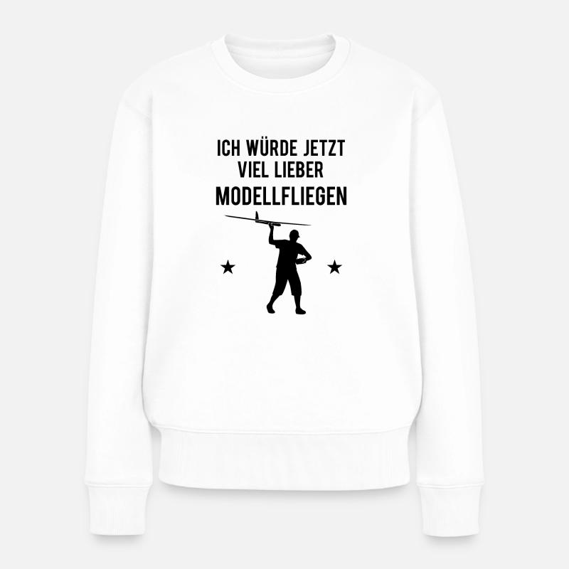 Modellflug Modellbauer Flugzeug Segler Geschenk - Frauen Premium Bio Pullover - Weiß