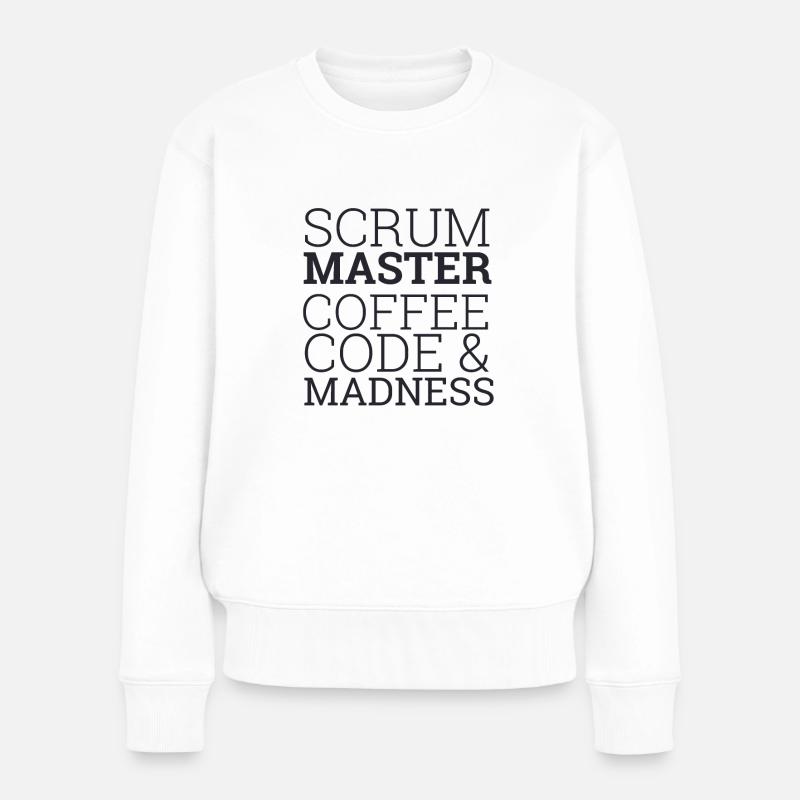 "Scrum Master Madness" | Scrum Master - Frauen Premium Bio Pullover - Weiß