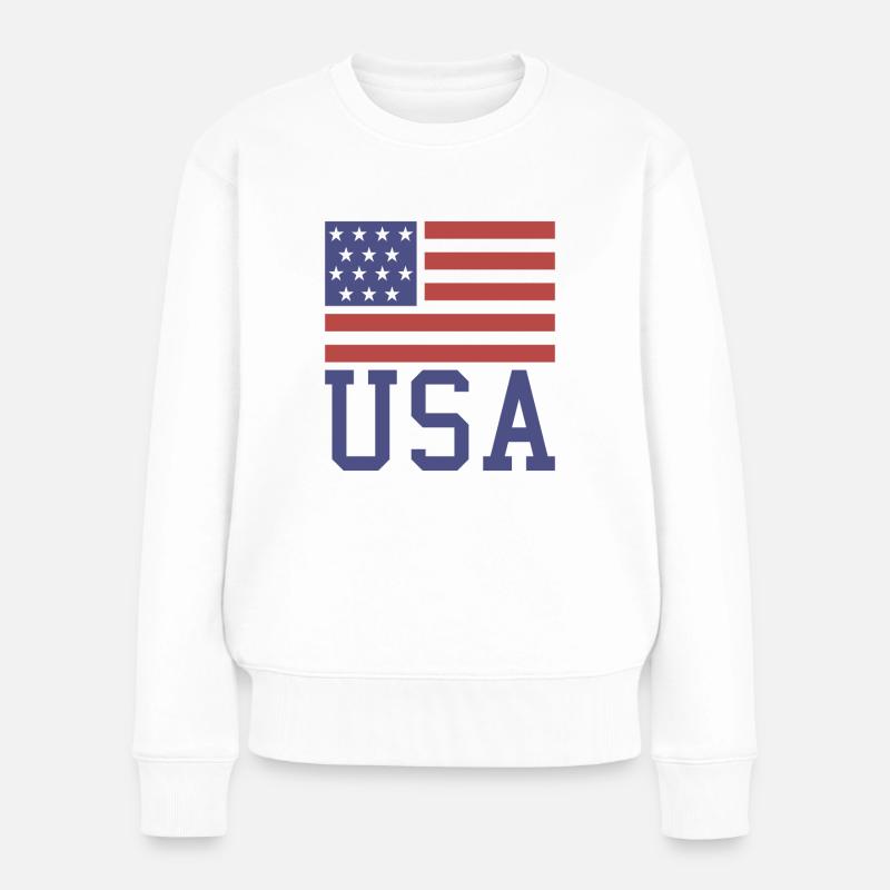 Drapeau américain - Pull Premium bio Femme - blanc