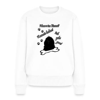 Neufundländer Hund Haare Im Essen - Frauen Premium Bio Pullover - Weiß - Vorne - Julia (174cm)
