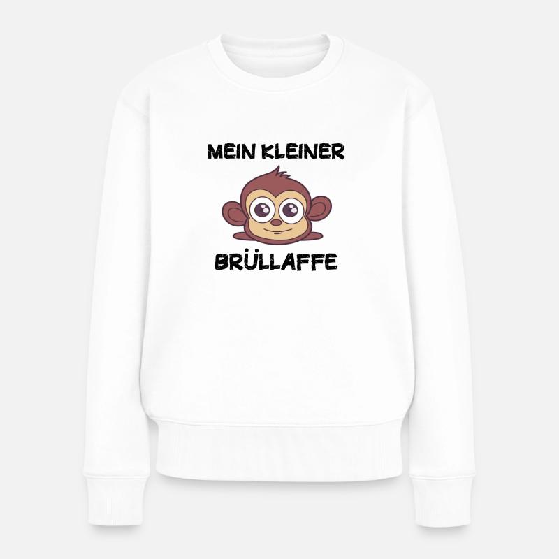 Mein kleiner Brüllaffe Äffchen Affe Lustig - Frauen Premium Bio Pullover - Weiß