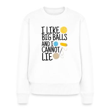 I Turn Yarns Into Things Crocheter Crocheting - Frauen Premium Bio Pullover - Weiß - Vorne - Julia (174cm)