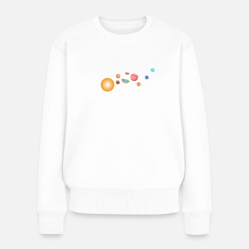 Outer Space Funny Flat Earth Science Planets - Frauen Premium Bio Pullover - Weiß