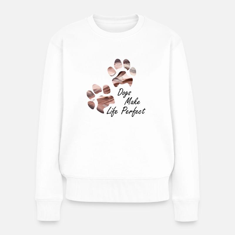 Pfotenabdrücke Hundepfote Pfoten Hund Hunde - Frauen Premium Bio Pullover - Weiß