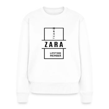 Cadeau d’anniversaire de nom personnalisé de Zara de femmes - Pull Premium bio Femme - blanc - Devant - Julia (174cm)