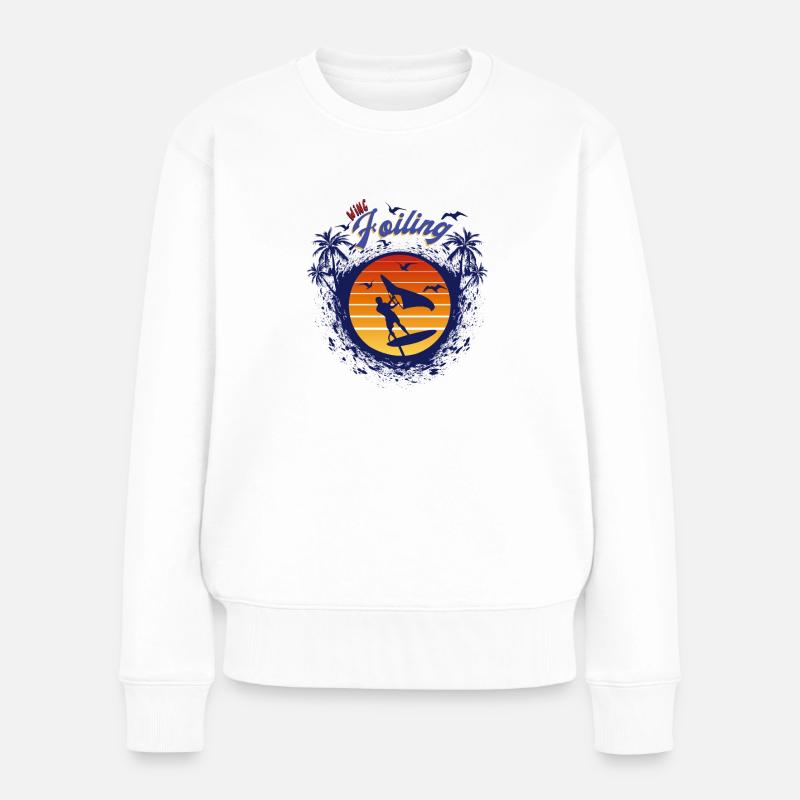 Wing Foiling sky wing Geschenk - Frauen Premium Bio Pullover - Weiß