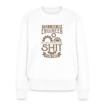 Je suis ingénieur en mécanique - Pull Premium bio Femme - blanc - Devant - Julia (174cm)