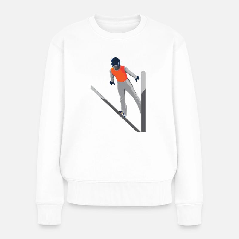 Skispringer - Frauen Premium Bio Pullover - Weiß