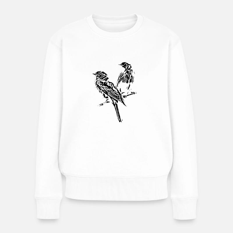 Vögel - Frauen Premium Bio Pullover - Weiß