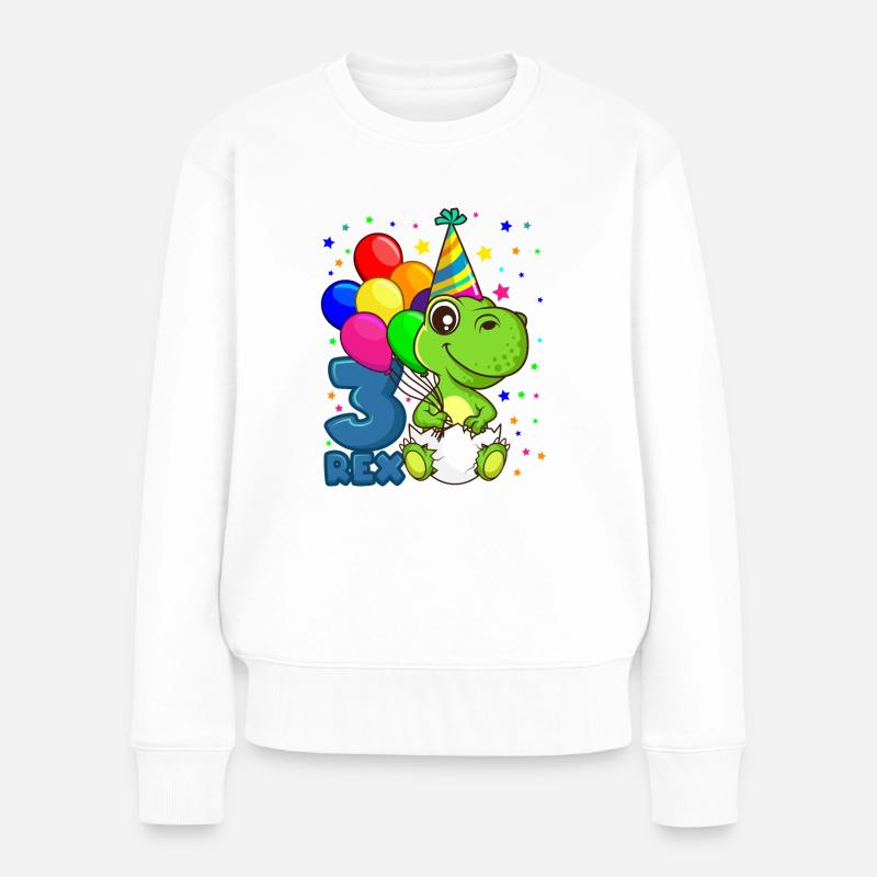 3 REX DINO Geburtstag 3 Jahre Dinosaurier - Frauen Premium Bio Pullover - Weiß