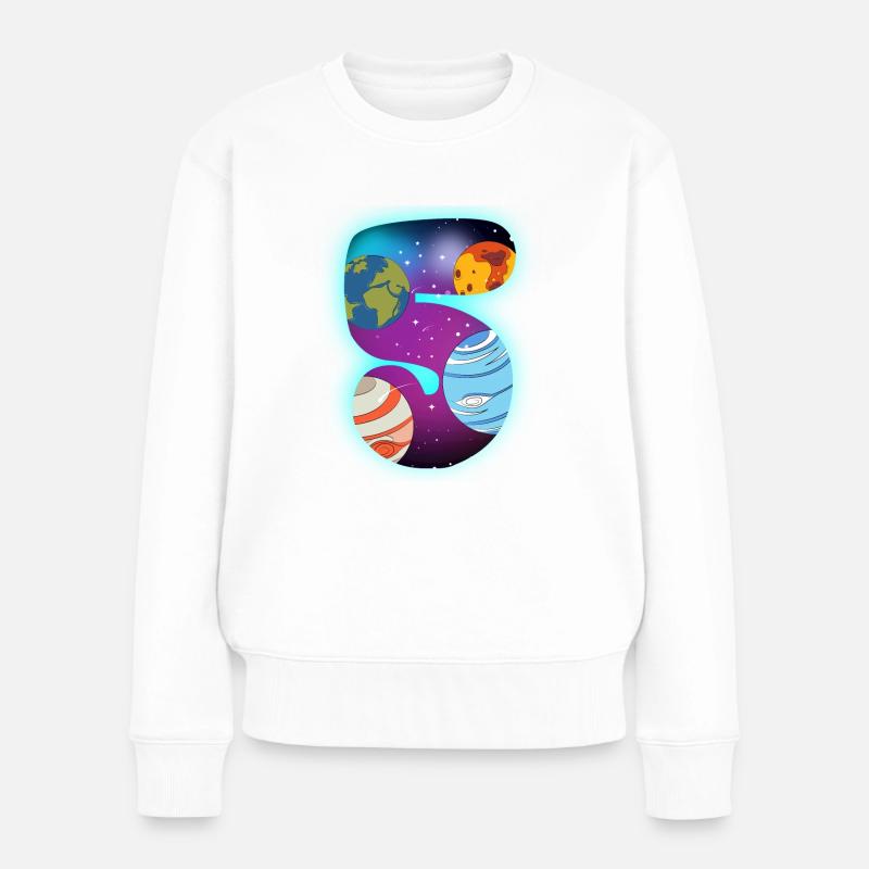 WELTRAUM 5 GEBURTSTAG 5 Jahre 5 Geburtstag - Frauen Premium Bio Pullover - Weiß