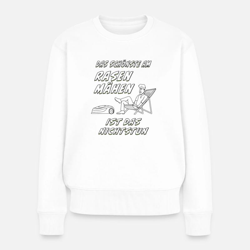 RASENROBOTER RASEN MÄHEN - Frauen Premium Bio Pullover - Weiß
