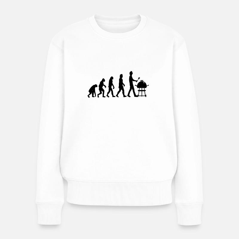 Grillen Evolution - Frauen Premium Bio Pullover - Weiß