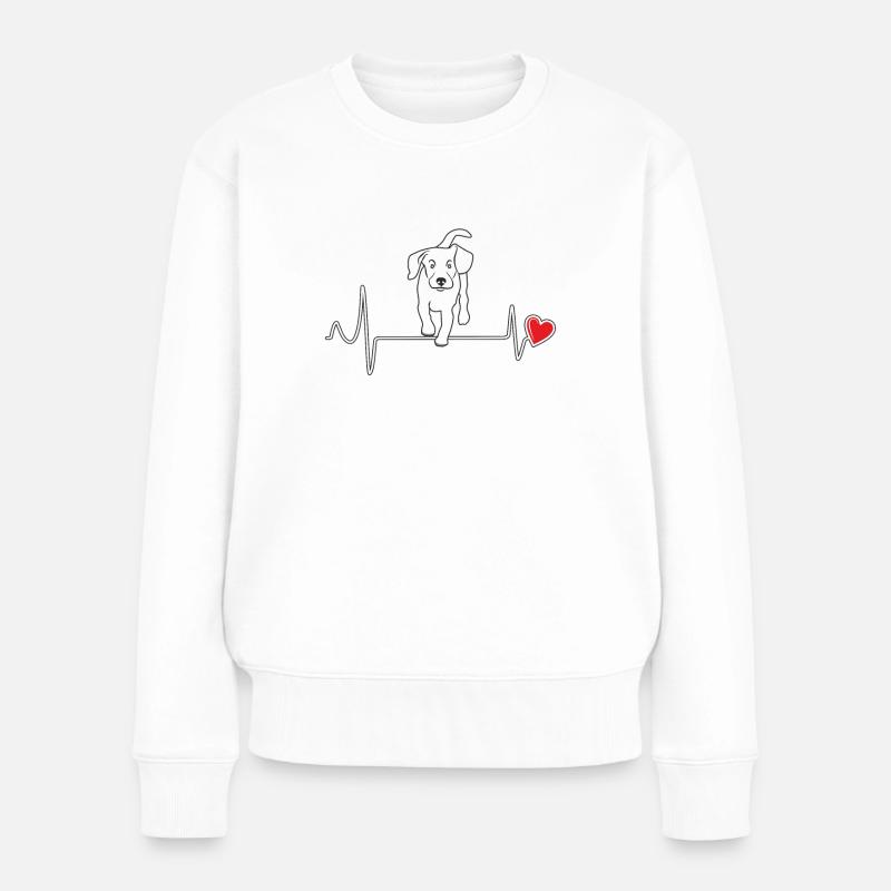 HUND HERZSCHLAG HERZ - Frauen Premium Bio Pullover - Weiß