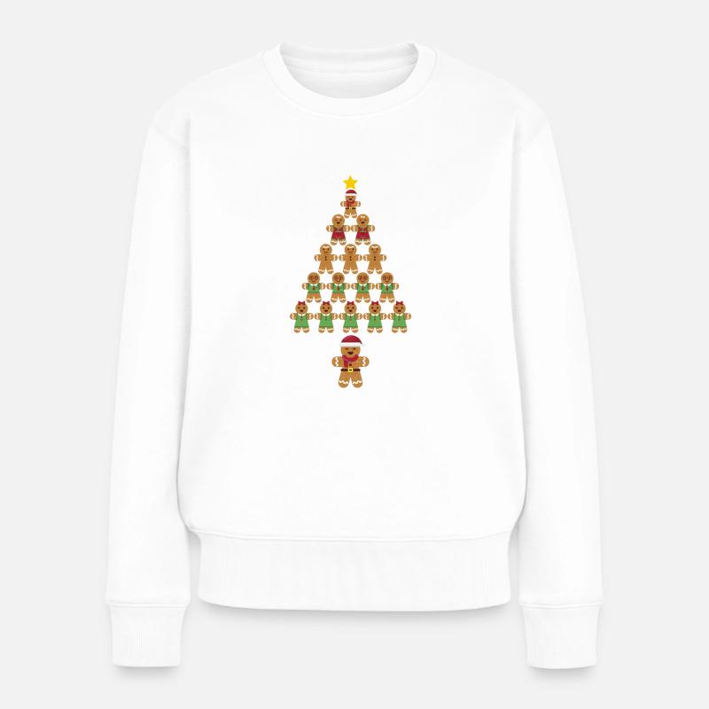 Weihnachtsbaum Lebkuchen Plätzchen - Frauen Premium Bio Pullover - Weiß