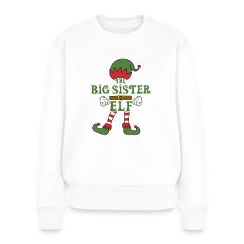 La tenue de famille de Noël Big Sister Elf - Pull Premium bio Femme - blanc - Devant - Julia (174cm)