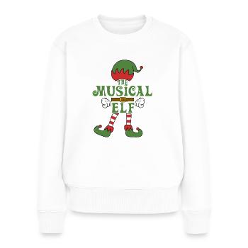 La tenue de famille de Noël de l’elfe musical - Pull Premium bio Femme - blanc - Devant - Julia (174cm)