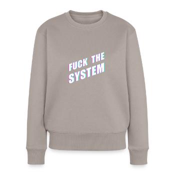 Fuck le système - Pull Premium bio Femme - taupe - Devant - Julia (174cm)