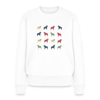 Schwedische Dalapferde - Frauen Premium Bio Pullover - Weiß - Vorne - Julia (174cm)