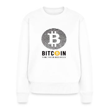 Bitcoin a le temps de faire des affaires - Pull Premium bio Femme - blanc - Devant - Julia (174cm)