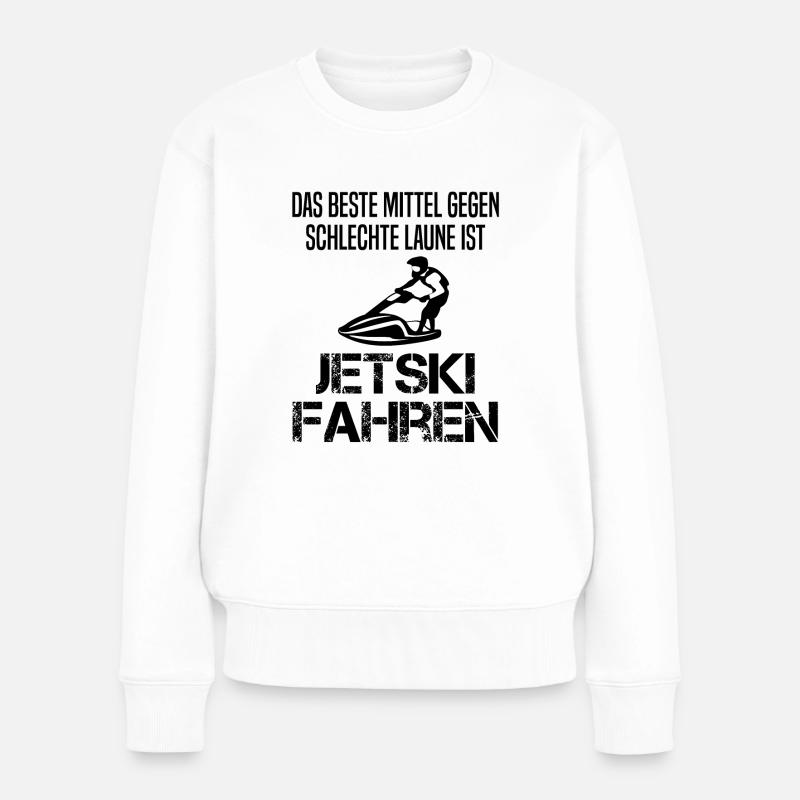 Jetski Fahrer Spruch Lustig Wasserscooter Geschenk - Frauen Premium Bio Pullover - Weiß