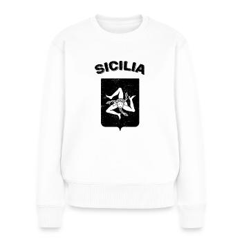 Sicilia Palermo Italienisch Wappen Sizilien - Frauen Premium Bio Pullover - Weiß - Vorne - Julia (174cm)