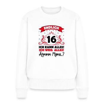 16 Geburtstag Mädchen Junge Fun Geschenk lustig - Frauen Premium Bio Pullover - Weiß - Vorne - Julia (174cm)