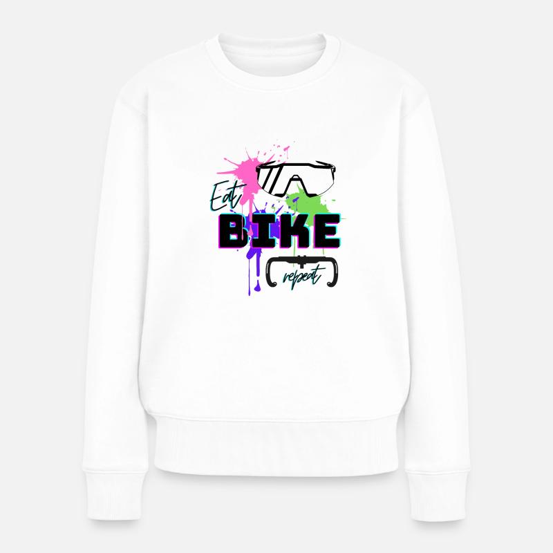 Eat Bike Repeat - Frauen Premium Bio Pullover - Weiß
