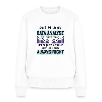 Analyste de données - Pull Premium bio Femme - blanc - Devant - Julia (174cm)