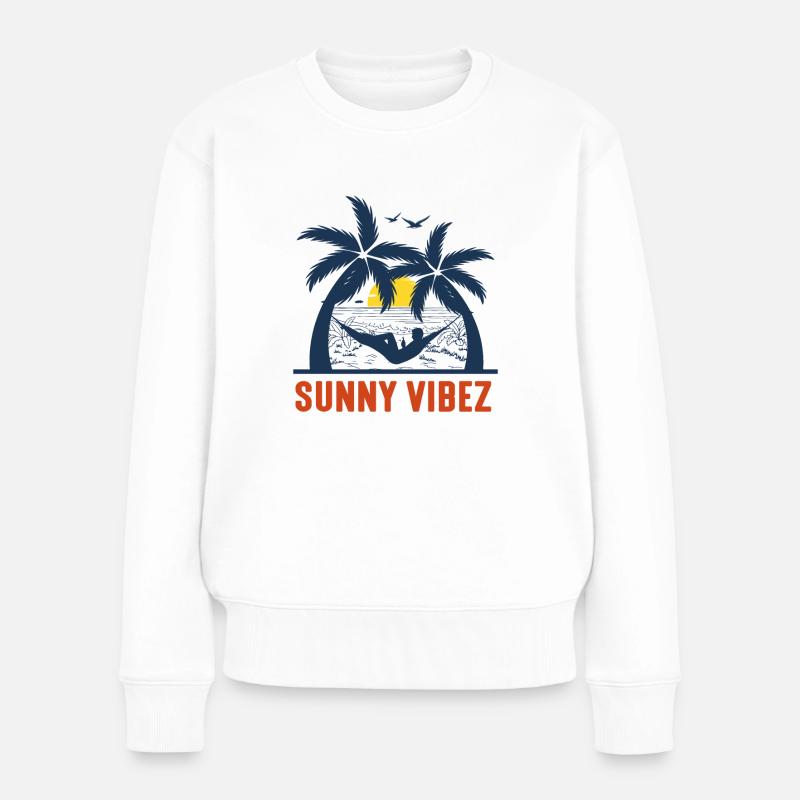 Sunny Vibez - Palm Beach - Frauen Premium Bio Pullover - Weiß
