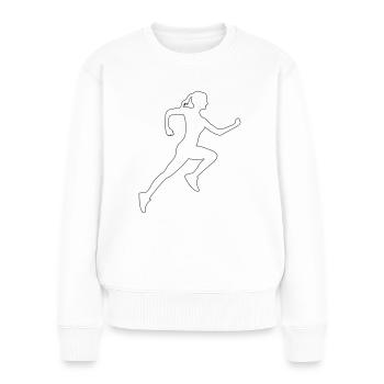 Läuferin - Frauen Premium Bio Pullover - Weiß - Vorne - Julia (174cm)