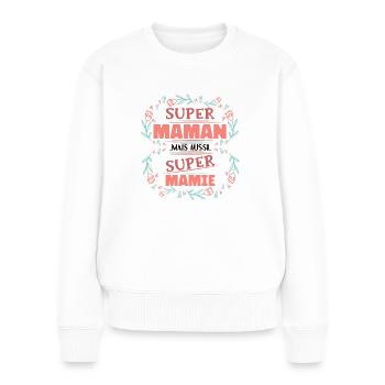 Super Maman Super Mamie Cadeau Future Grand Mère - Pull Premium bio Femme - blanc - Devant - Julia (174cm)