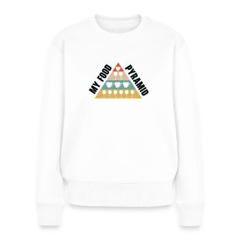 Lebensmittelpyramide Kaffee Wein Trinken - Frauen Premium Bio Pullover - Weiß - Vorne - Julia (174cm)