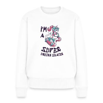 I'm a super unicorn skater - Pull Premium bio Femme - blanc - Devant - Julia (174cm)