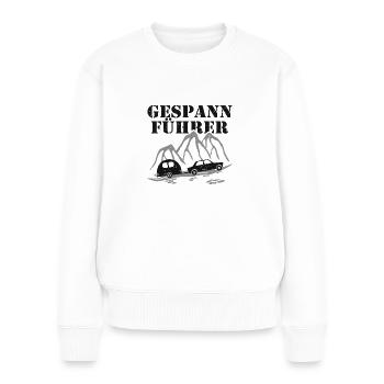 Wohnwagen Gespannführer lustig - Frauen Premium Bio Pullover - Weiß - Vorne - Julia (174cm)