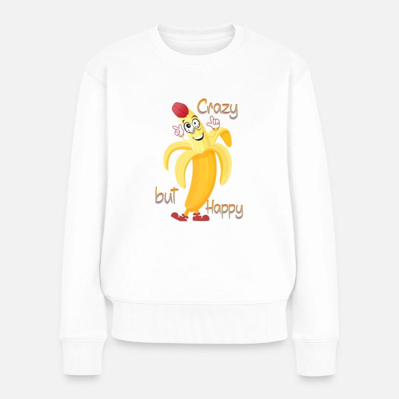 Lustige Banane - Frauen Premium Bio Pullover - Weiß