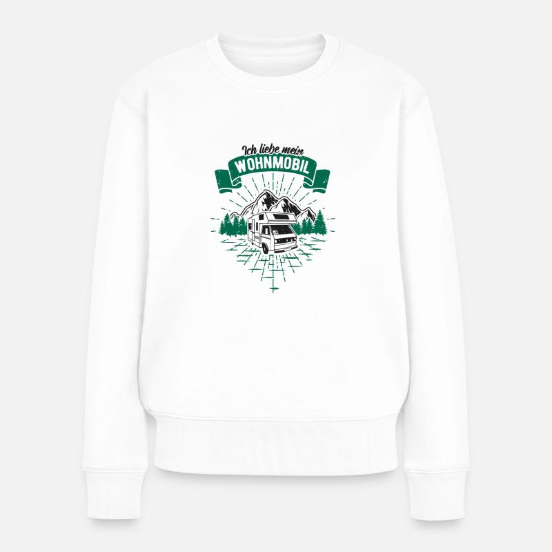 Ich liebe mein Wohnmobil Camping - Frauen Premium Bio Pullover - Weiß