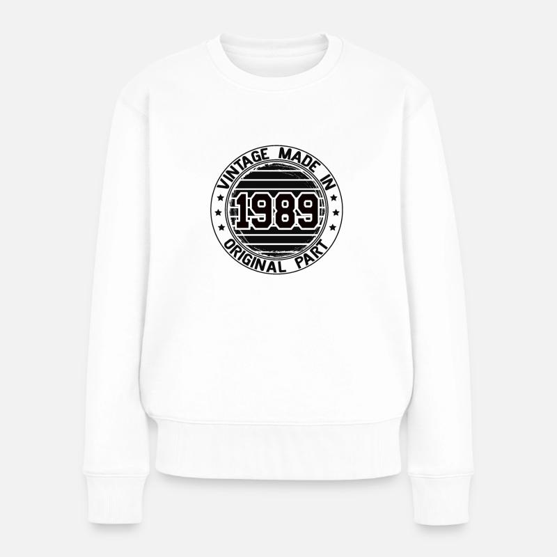 Vintage Made In 1989 Original Part Geburtstag 1989 - Frauen Premium Bio Pullover - Weiß