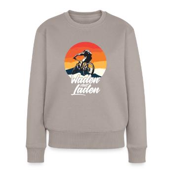 Waden statt Laden Fahrrad E-Bike Radtrikot - Frauen Premium Bio Pullover - Taupe - Vorne - Julia (174cm)