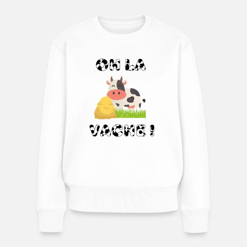 Oh la vache ! - Pull Premium bio Femme - blanc