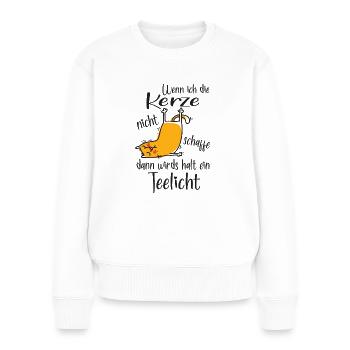 Yoga Katze mit Spruch - Frauen Premium Bio Pullover - Weiß - Vorne - Julia (174cm)