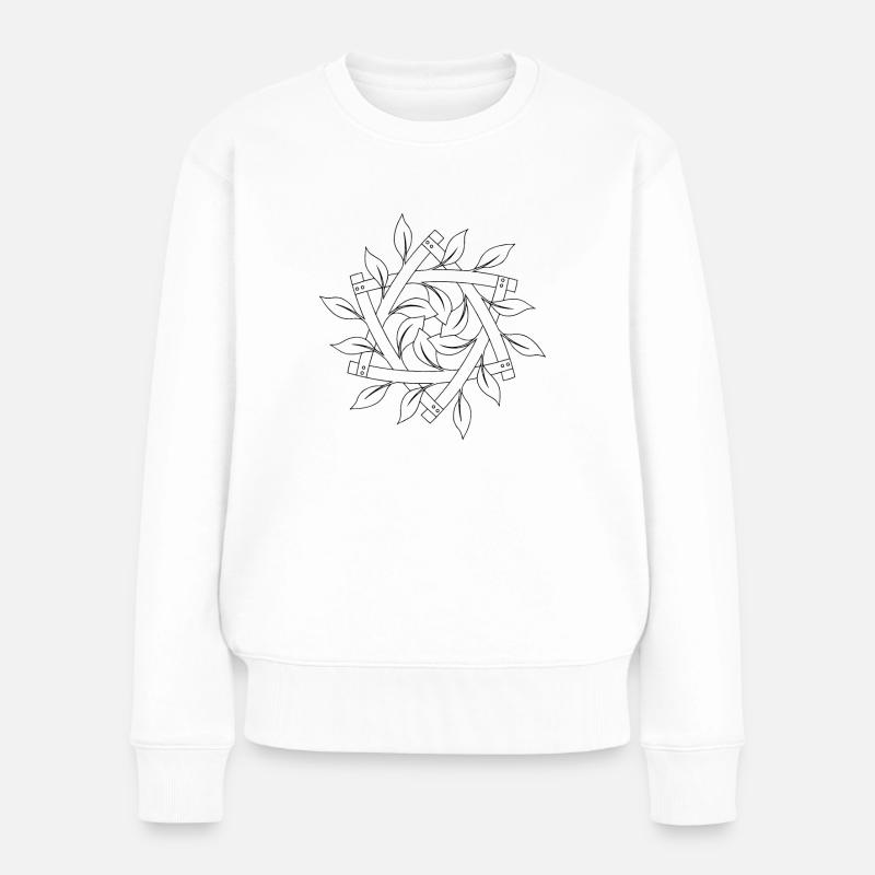 Blätter Mandala - Frauen Premium Bio Pullover - Weiß