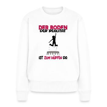 trampolin trampolinspringen jumpgirl - Frauen Premium Bio Pullover - Weiß - Vorne - Julia (174cm)